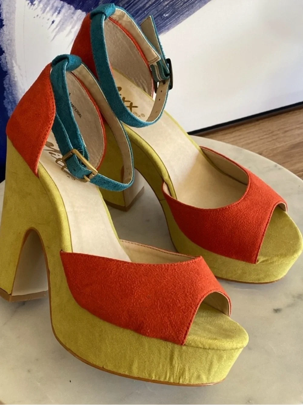 Mixx Shuz Color Block platform heels